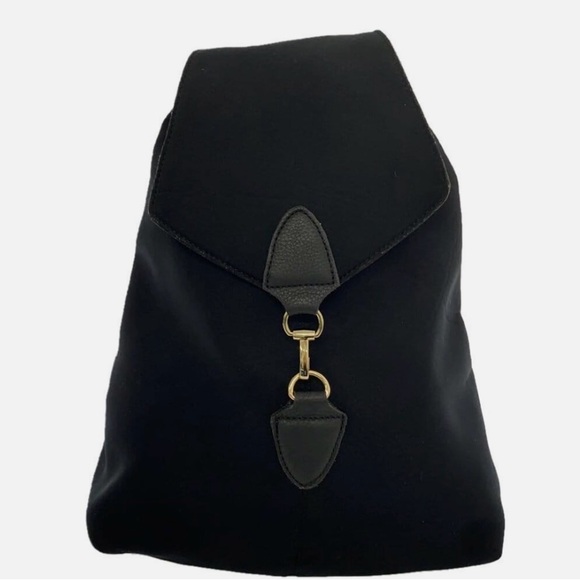 Papillonner Chic Black Backpack with Gold Accents pre-owned. main image 12